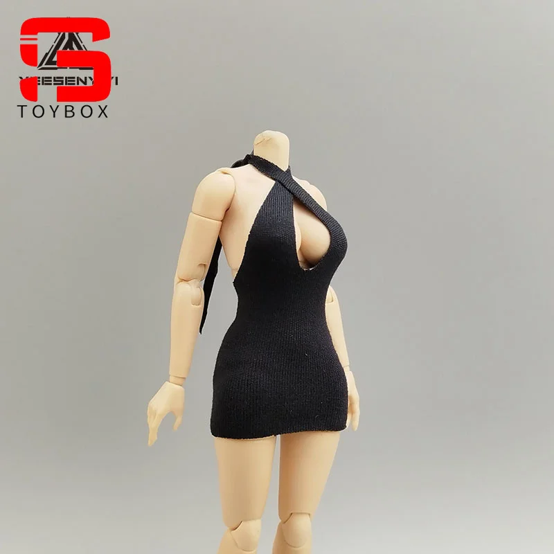 1/12 escala cinta peito aberto saia curta roupas modelo caber 6 ''feminino soldado figura de ação corpo bonecas