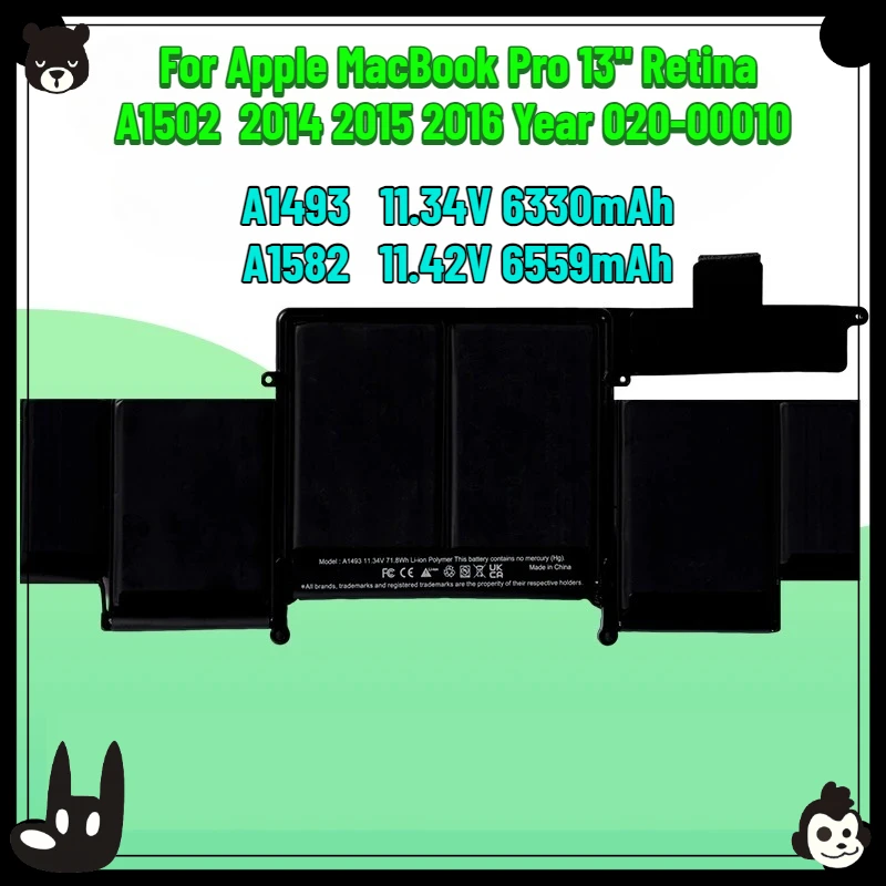 

A1493 A1582 Аккумулятор для ноутбука Apple MacBook Pro 13 дюймов Retina A1502 2014 2015 2016 год 020-00010
