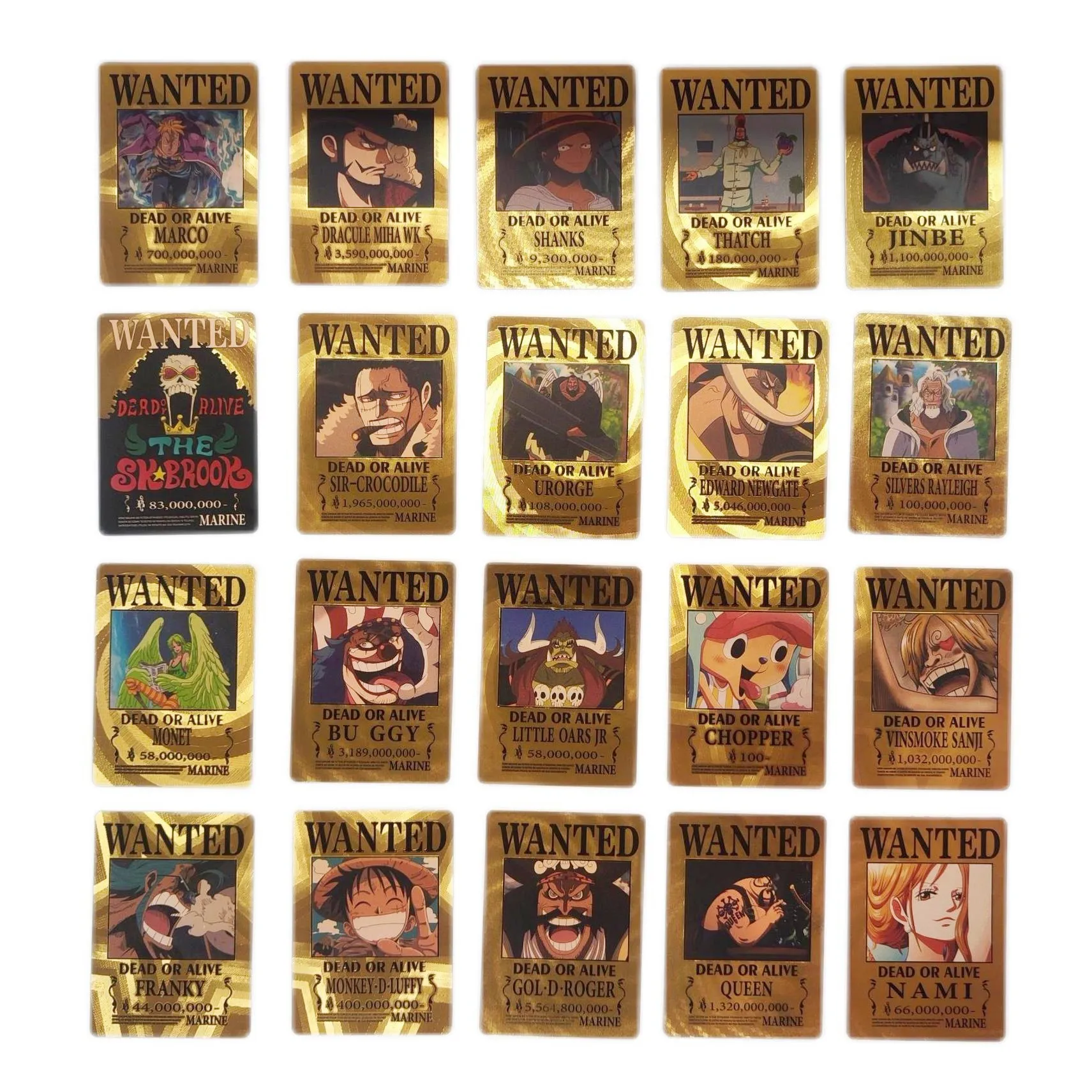 55pcs/set PVC Gold Foil English Cards One Piece Poster Version Game Anime Peripheral Board Game Collection Card Toy