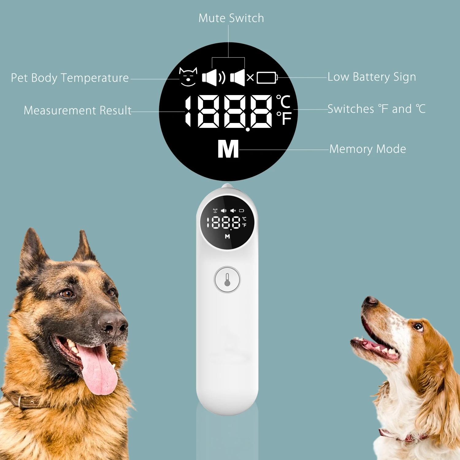 Oorthermometer Voor Honden En Vee-Omvat 20 Uitstrijkjes Voor Huisdieren, Geschikt Voor Honden, Katten