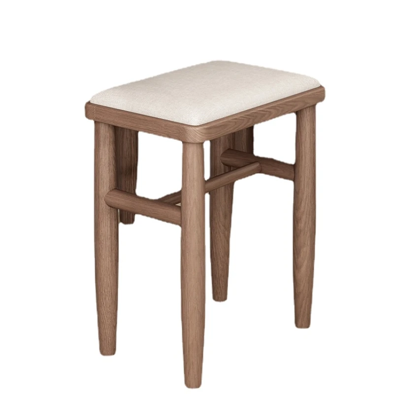 

Hxl Solid Wood Makeup Stool Soft Padded Stool Dressing Household Bedroom Small Dresser Stool