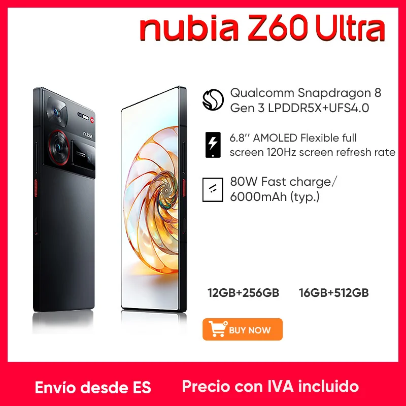 World Premiere 2024 Fligship ZTE Nubia Z60 Ultra 5G Smartphone Snapdragon 8 Gen 3 6.8 