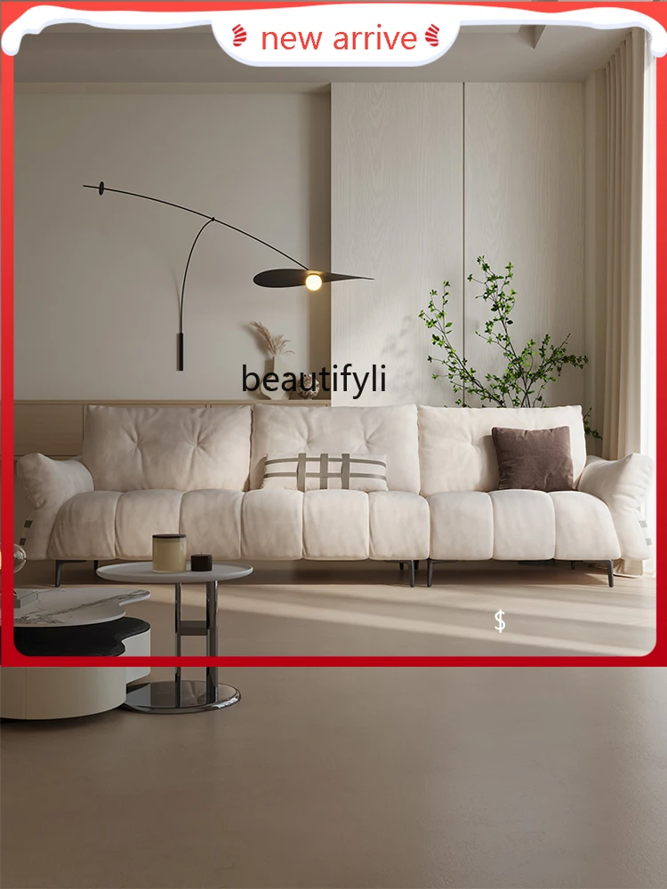 

S132 French Fabric Sofa Combination Vintage Cream Style Straight Row Three-Seat Designer Sofa