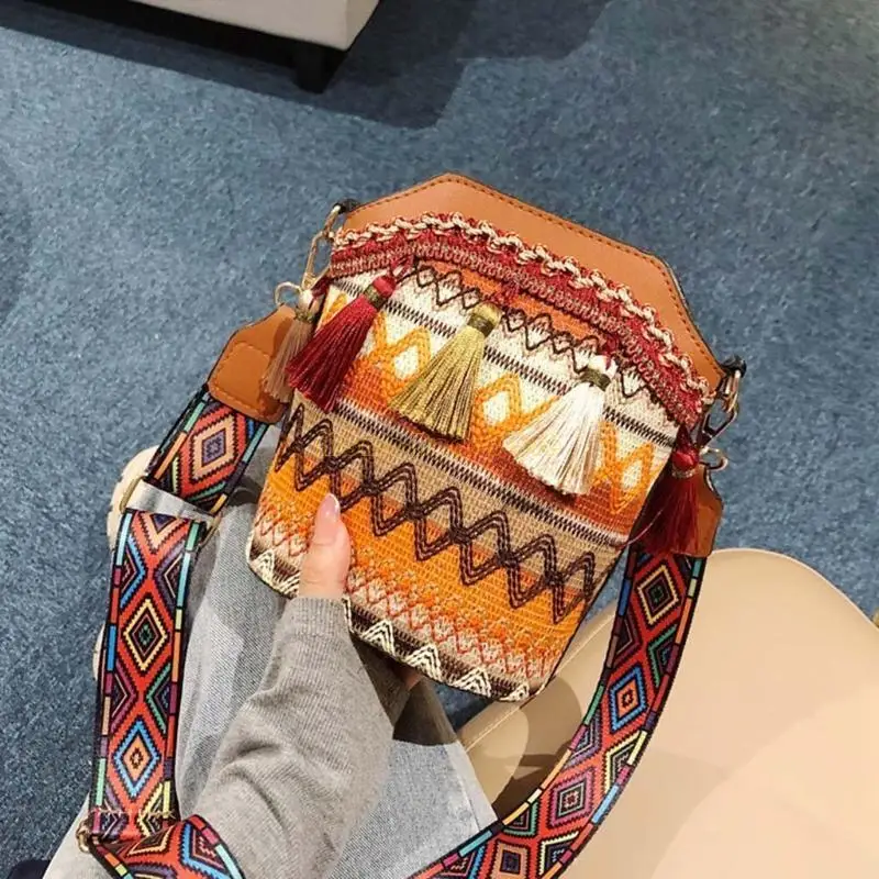 

X90d винтажная этническая вышивка на плечо вышивка Boho Hippie Tote Tote Beach Crossbod