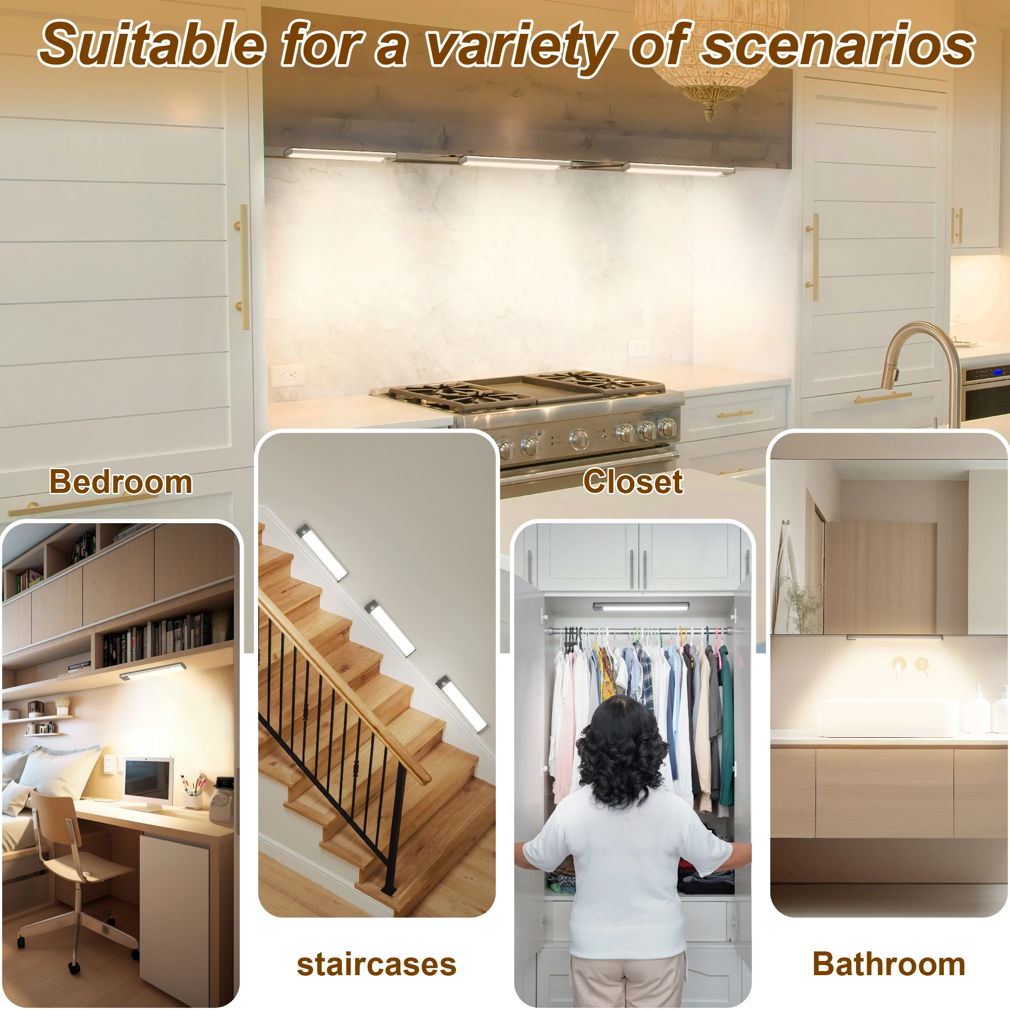 قطعتان، ضوء مستشعر حركة يعمل بالبطارية، ضوء USB قابل لإعادة الشحن، ضوء خزانة مغناطيسي، يعتم بثلاثة ألوان، مناسب للمدخل، المدخل، غرفة المعيشة، غرفة النوم #6