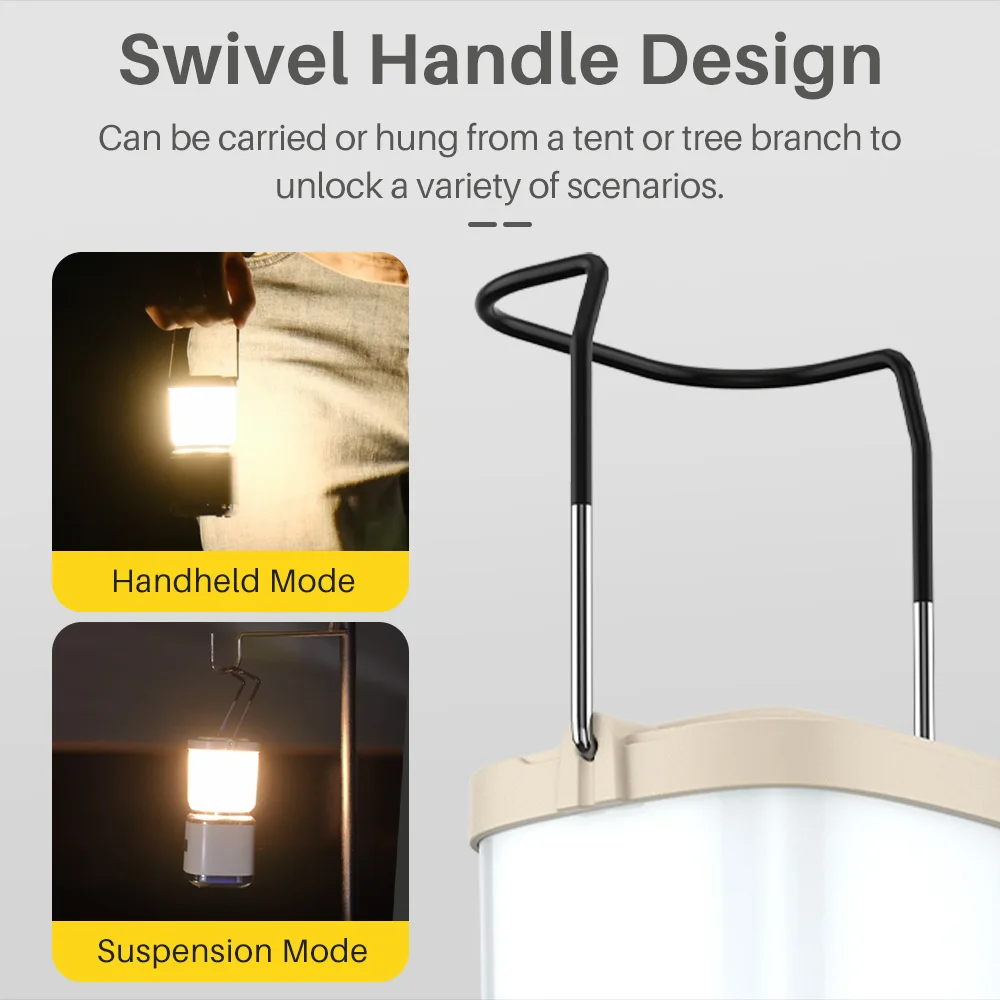 Camping Lights Rechargeable Portable Hanging Tent Lamp Waterproof for Hiking Fishing Emergency Home Power Outages