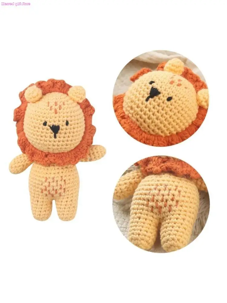 

D0JC Skin-friendly Stuffed Animal Doll Knit Multiple Type Girls Sleeping Cartoon Handmade Toy Doll Children Birthday Gift