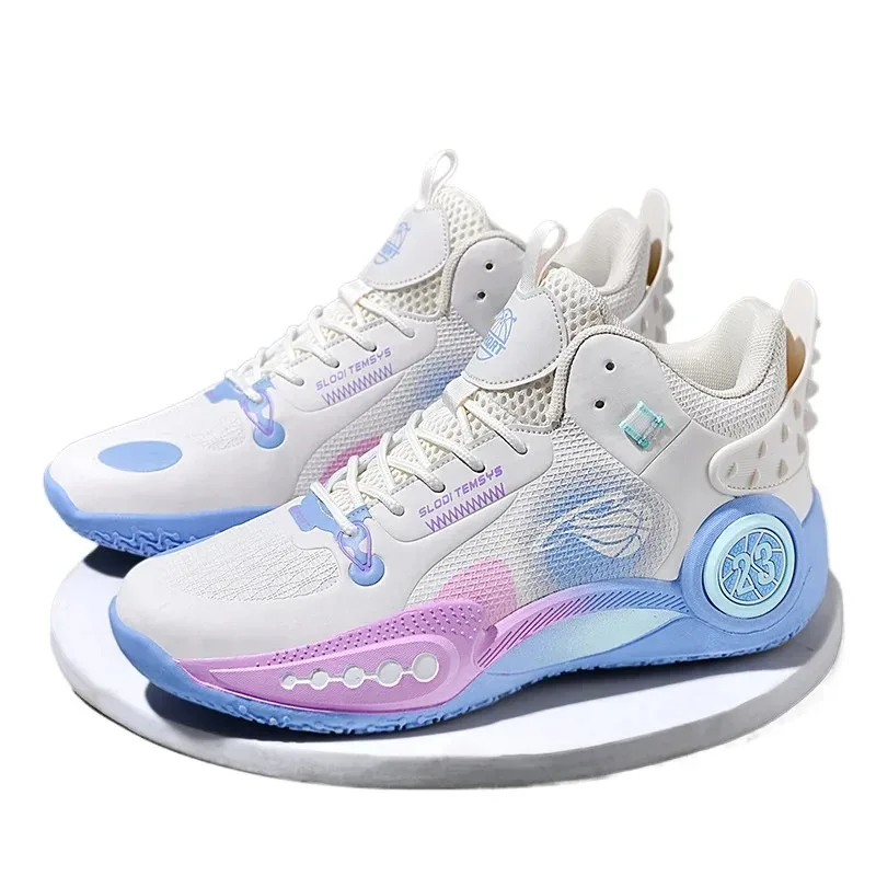 Fashion Basketball Shoes Boys High Top 2024 Spring and Summer New Wear-resistant Middle and Large Children's Sports Shoes