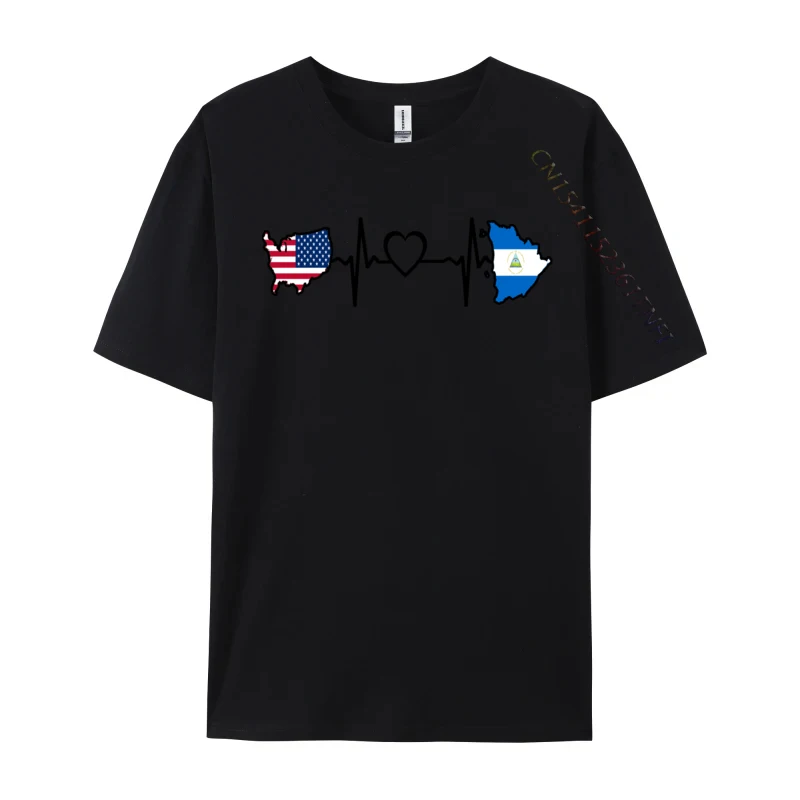 

Nicaragua American Usa Flag Usa Nicaragua Heartbeat Slim Fit T Shirt Combed Cotton Men T Shirt Slim Fit Tee Shirts New Coming