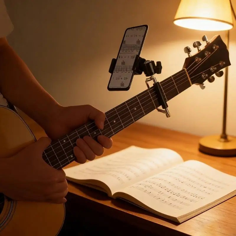 

Adjustable Roll Slides Gliders Capo Guitar Phone Holder for Acoustic Electric