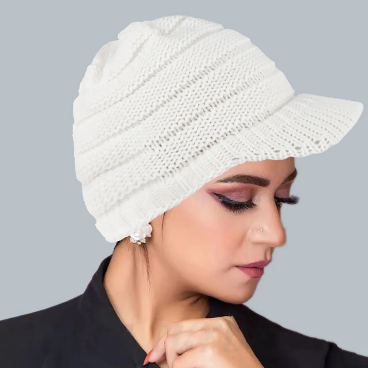 Automne femmes visière chapeau tricoté casquette de Baseball musulman Hijab Turban bord Bonnet perte de cheveux hiver chaud chapeaux foulard Turbante Mujer