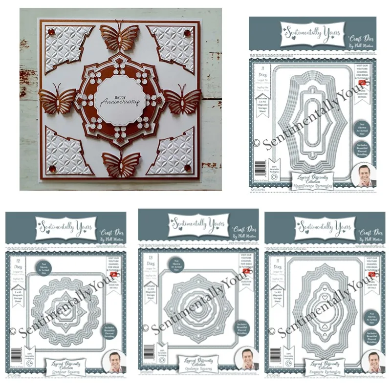 

GrandeurExquisite Rectangles Opulence Squares Металлические штампы для резки штампы трафарет для скрапбукинга фотоальбом карты DIY бумага