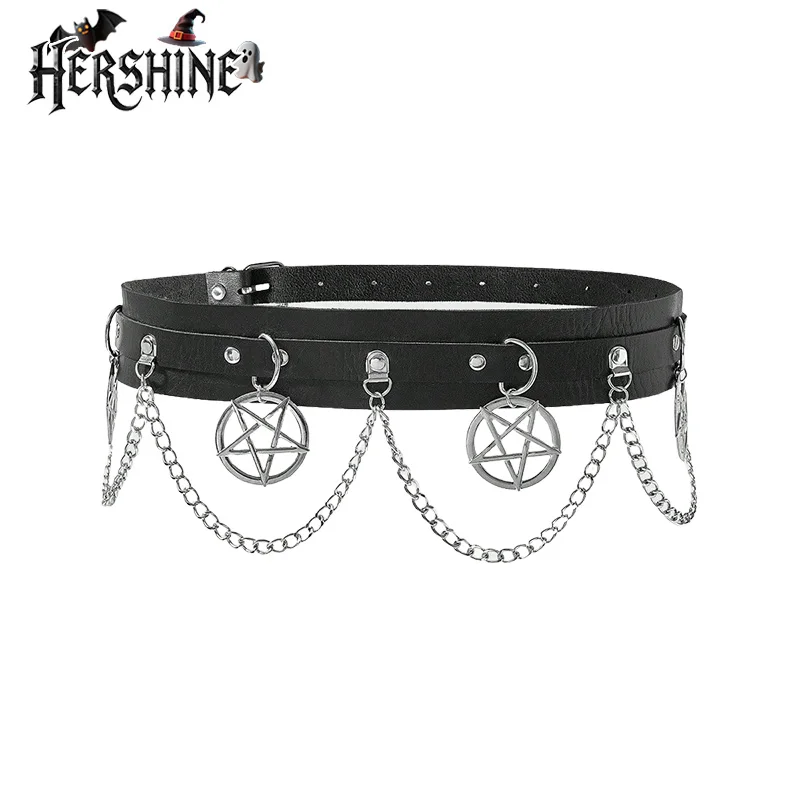 

HERSHINE женский ремень-цепочка с пятиконечной звездой Y2K, готический, Harajuku, аксессуары в стиле панк, рок и хип-хоп, весна, лето
