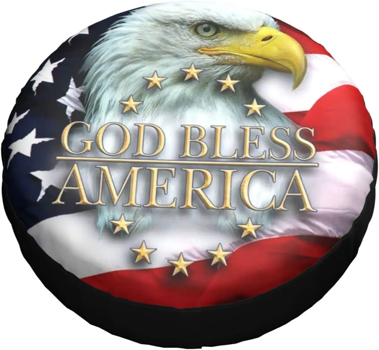 God Bless America Us Flag Spare Tire Cover Waterproof Dust-Proof Universal Wheel Tire Covers Fit for Trailer Rv SUV Truck Camper