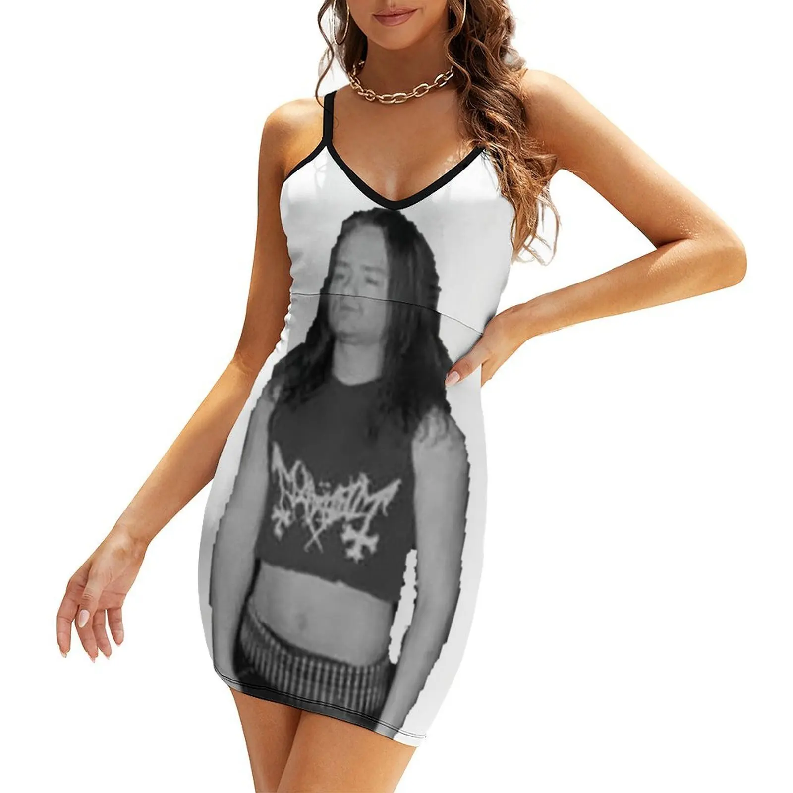 

Euronymous Cut Off Sling Dress women's clothing korea stylish Woman dresses summer women's dress 2025 clothes for women