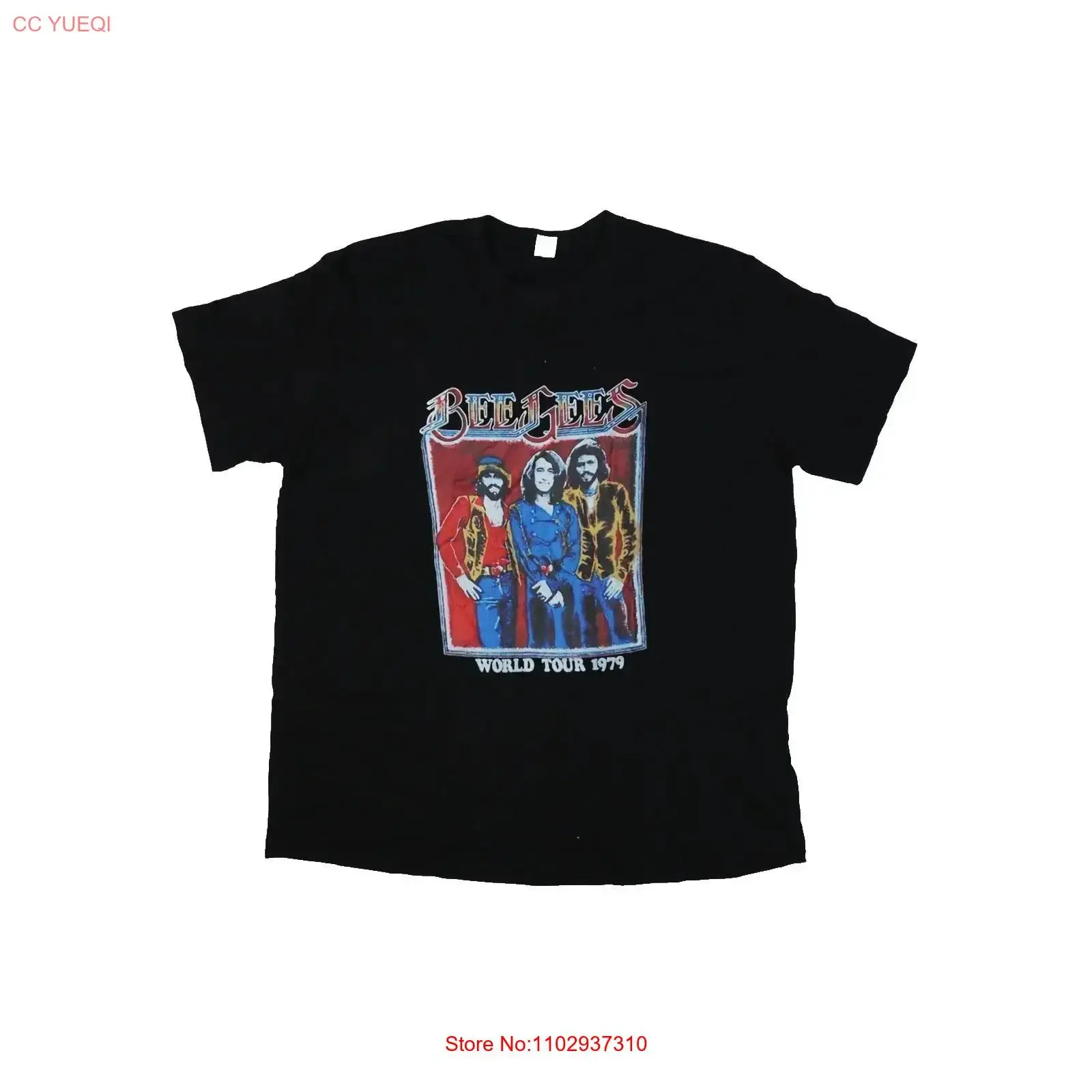 Винтажная футболка Bee Gees, мужская, 2XL, черная, World Tour 1979, концертная, музыкальная, в стиле 70-х, с эффектом потертости, повседневная, комфортная, слегка состаренная