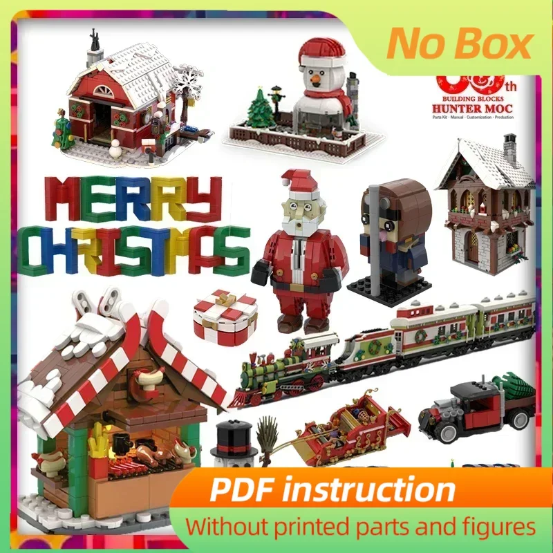 

Christmas train motor kit decorations brick house snowball gift box sleigh xmas santa 2024 building blocks castle christmas s