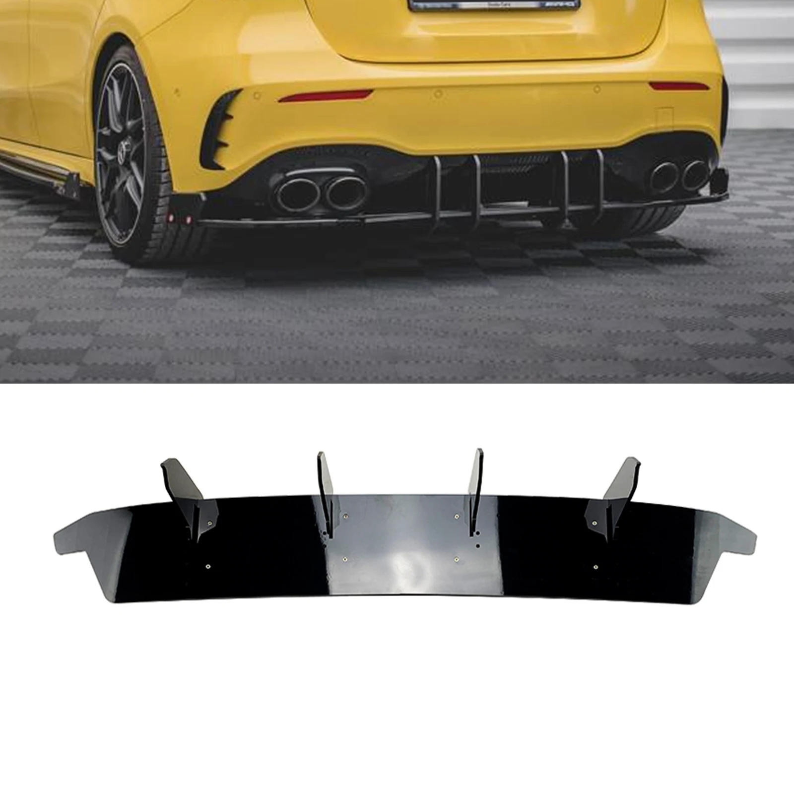 

Rear Bumper Diffuer For Mercedes Benz A Class W177 A35 A45 AMG 2019-2021 Black Spoiler Plate Lip Bracket Splitter Trim Body Kit