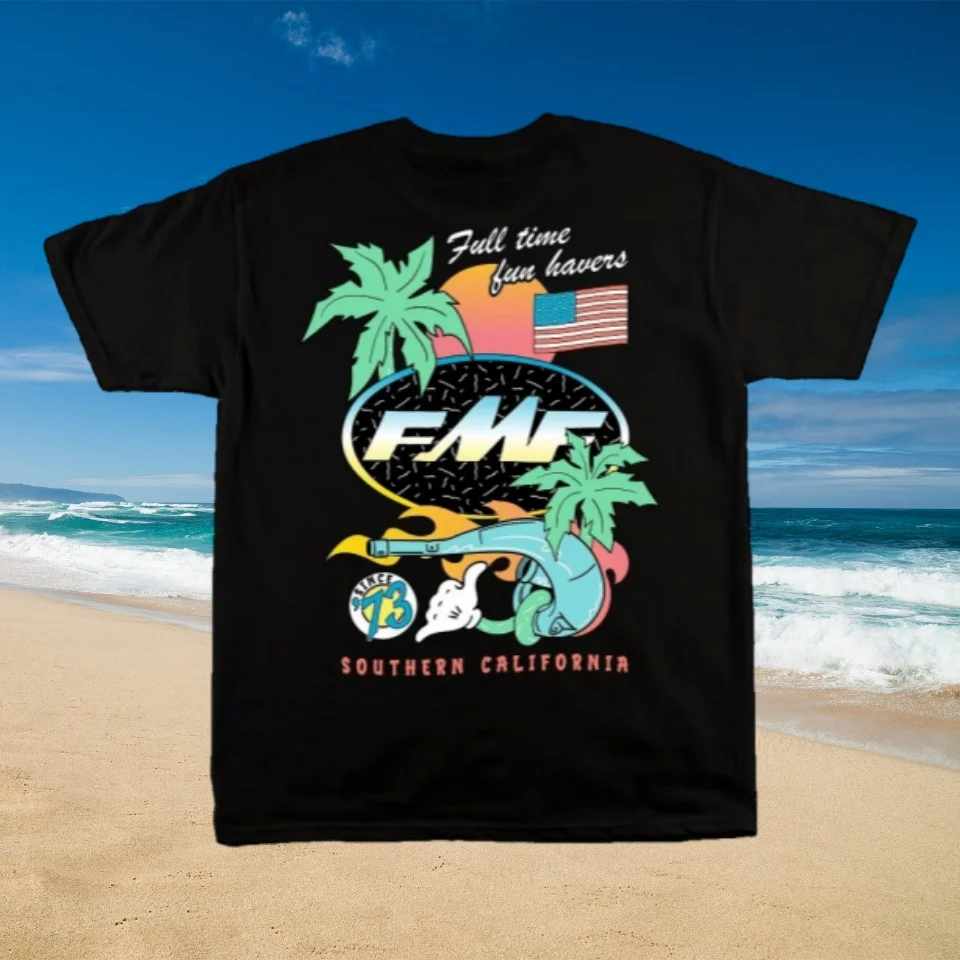 

2025 Summer New T-shirt DAY GLO TEE FMF Racing T-shirt Cotton Retro Short Sleeve T-shirt Men's Top Street Wear T-shirt