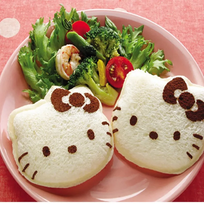 New Hello Kitty Love Heart Bento Mould Creative Sandwich Biscuit Mould Children\'s Breakfast Bento DIY Tools Kitchen Accessories