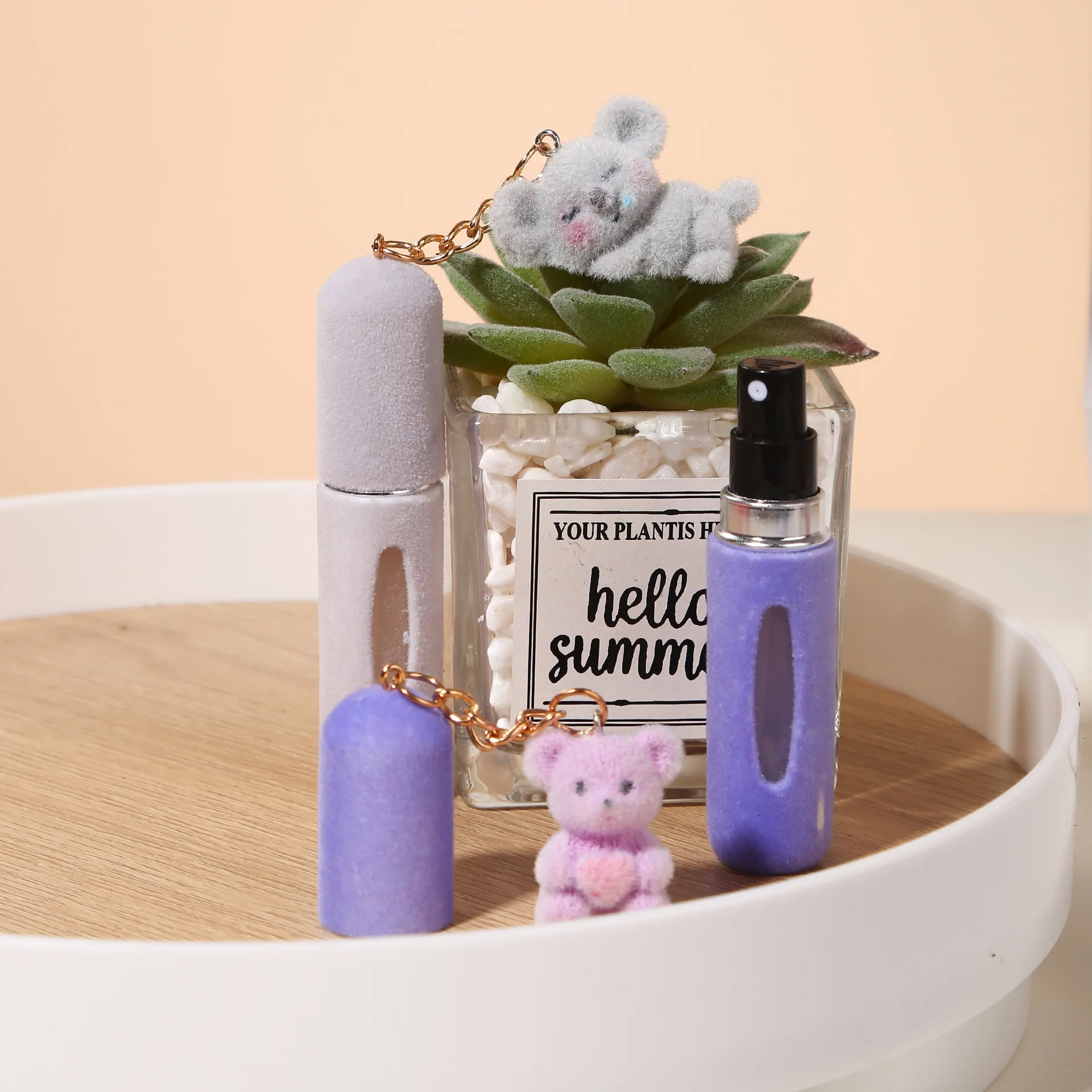 جديد 5 مللي حقيبة قطيفة معلقة زجاجة عطر الكرتون لينة لطيف الحيوان المفاتيح الفرعية تعبئة ضروري للسفر زجاجات إعادة الملء #3