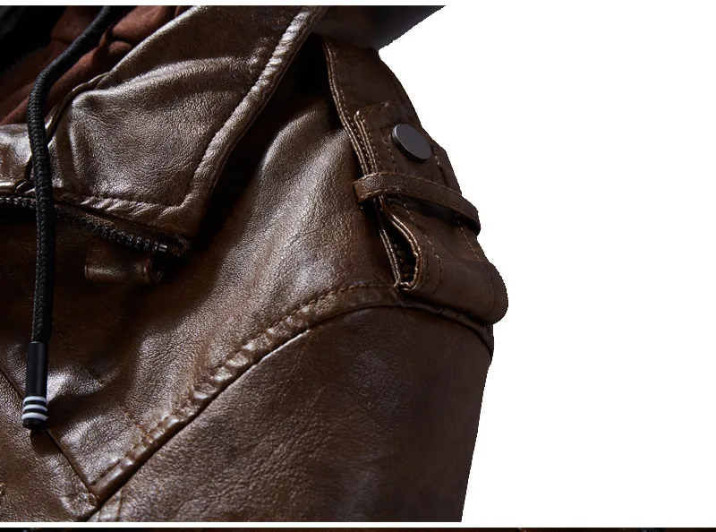 New Style Spring Antumn Men Brown Leather Motorcycle Jacket with Removable Hooded Male PU Jacket Coat EU Size High Quality 70 S09be7a29bfb04382ab21f4d086be458fD