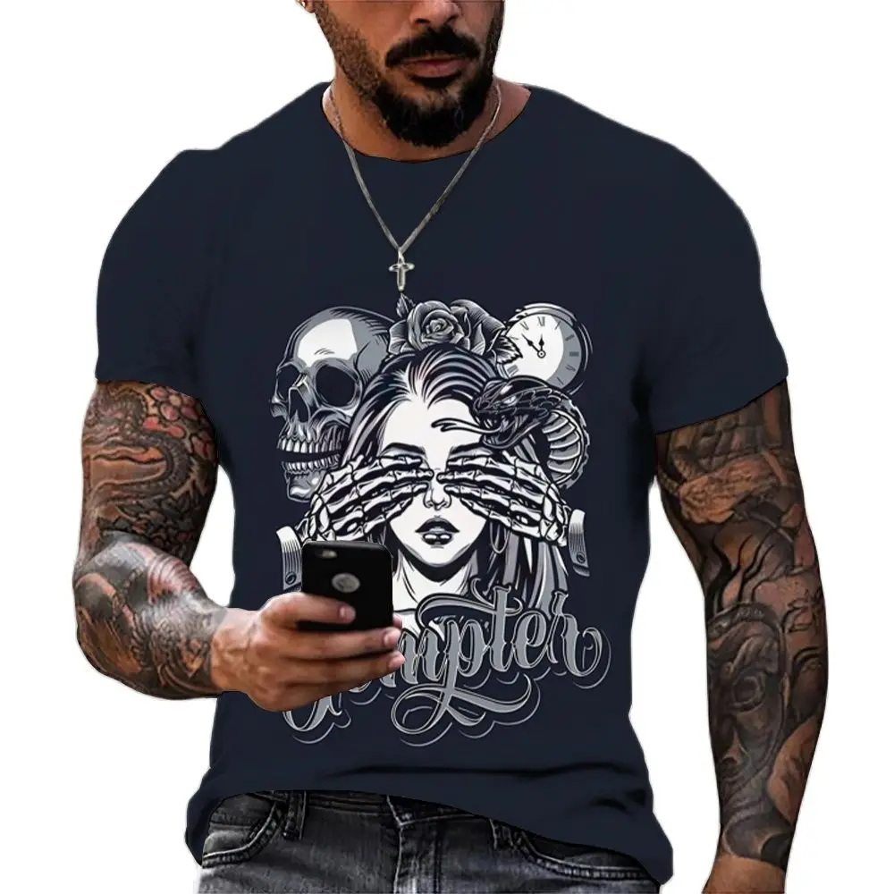 2023 Mexico T-shirts For Men 3D Skull Print Short Sleeve Tops Día De Muertos Street Hip Hop Oversized Tee Shirt Men Clothing 6xl