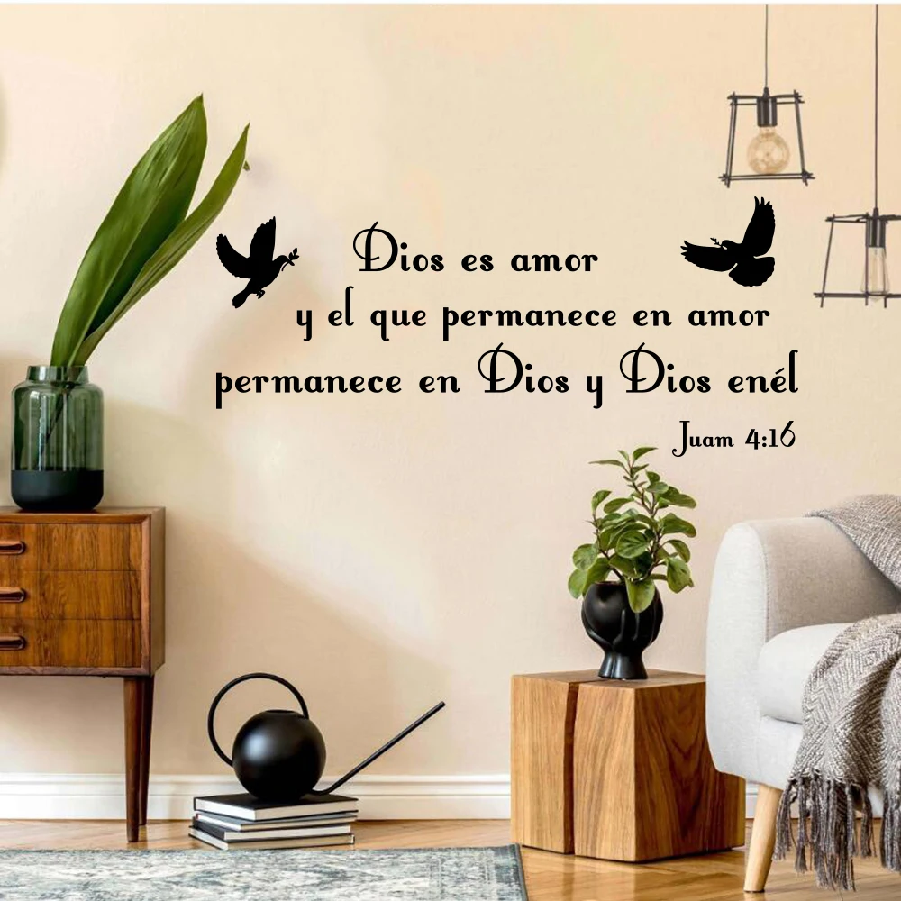 Spanish Bible Verse Wall Sticker Bedroom God Is Love Lord Jesus Christian Wall Decal Living Room  Home Decor