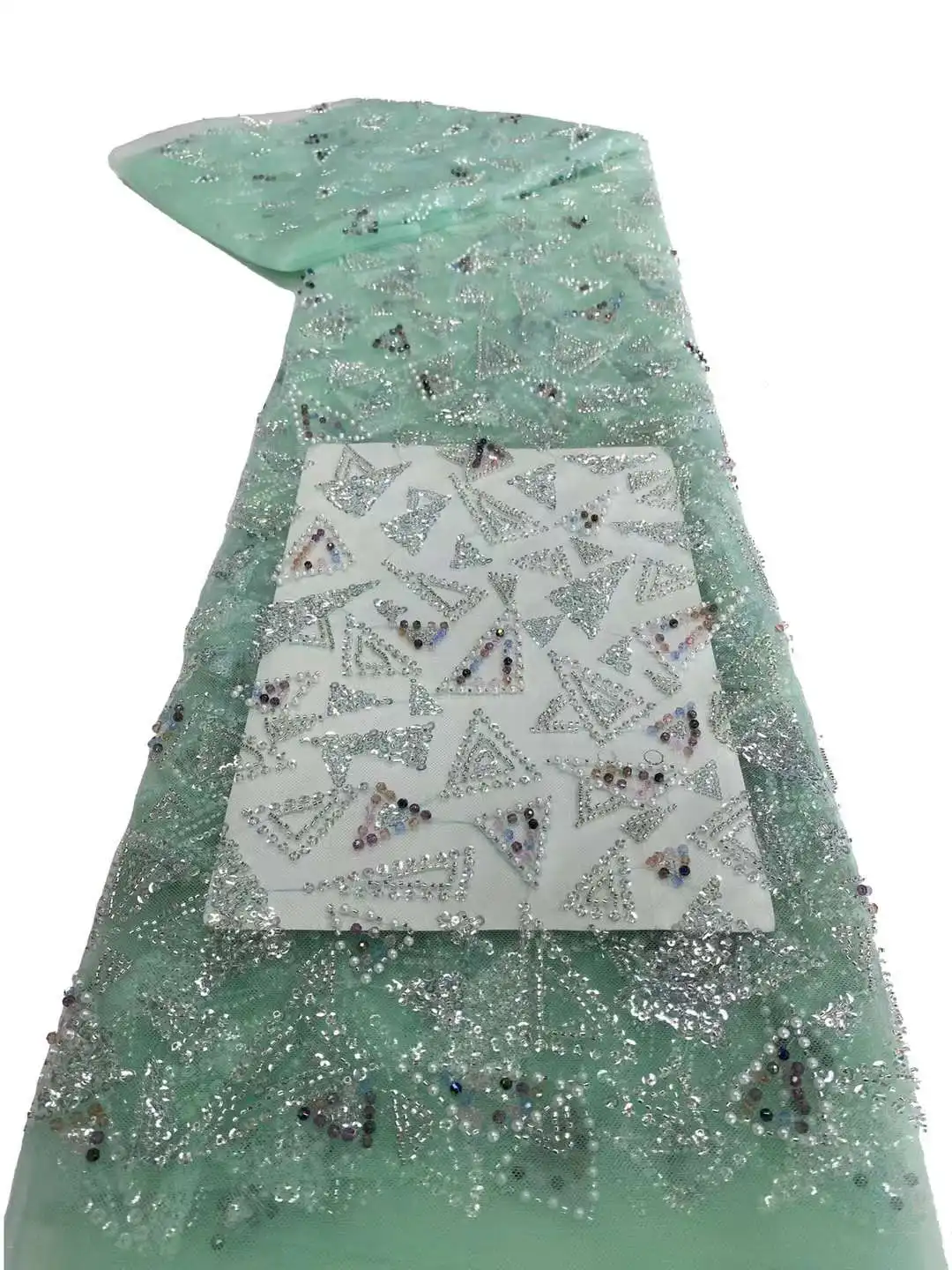 

African Lace Fabric Heavy Beads Sequins Mesh Manual Craft Wholesale Banquet Skirt Supplies French Prom Dresses For Women Bpodq