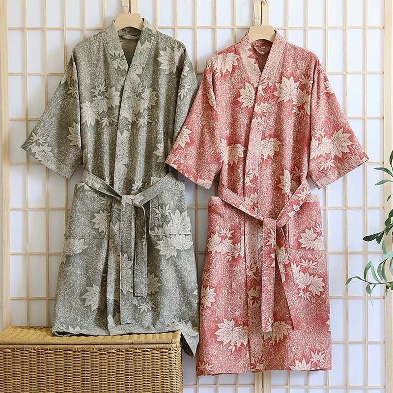 

Multi Colors Kimono Robes for Couples Homewear Cotton Bathrobe for Spring and Summer Thin Absorbent and Quick Drying Bathrobes