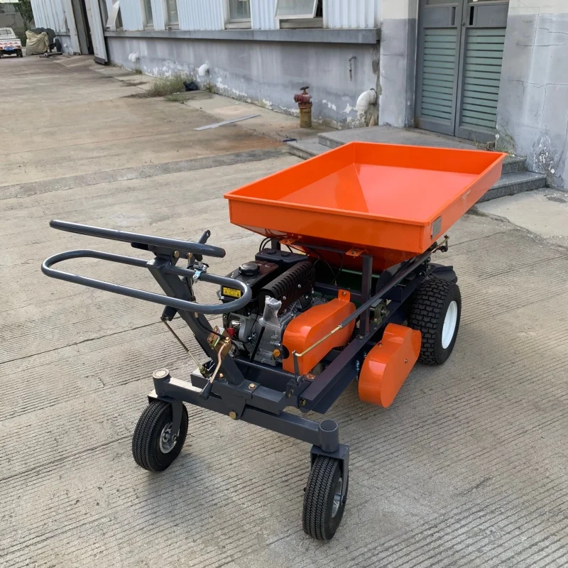Hand push power stainless steel double disc rotary multi-function fertilizer applicator