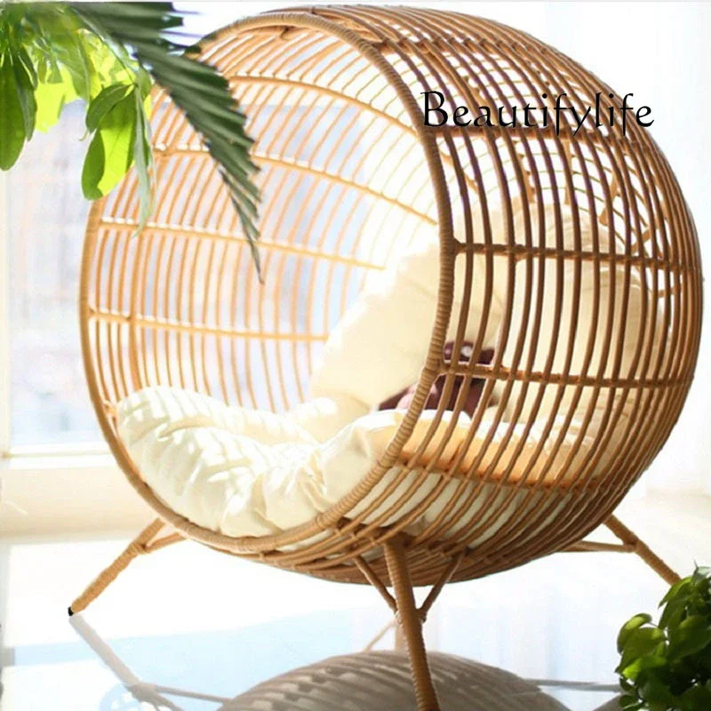 Lazy Rattan Chair round Outdoor Rattan Bed Creative Bed Balcony Courtyard Creative Bird Cage Bed