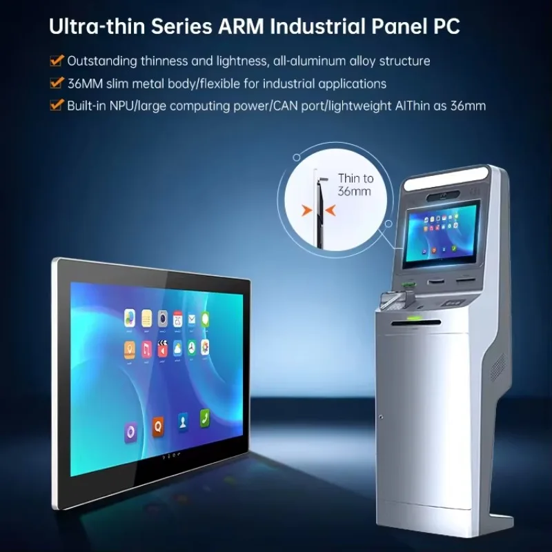 36MM Ultra-slim Industrial All in One PC 10 12 15 17 24 27 Inch IP65 Waterproof RK3568/RK3588 Capacitive Touch Android Panel PC