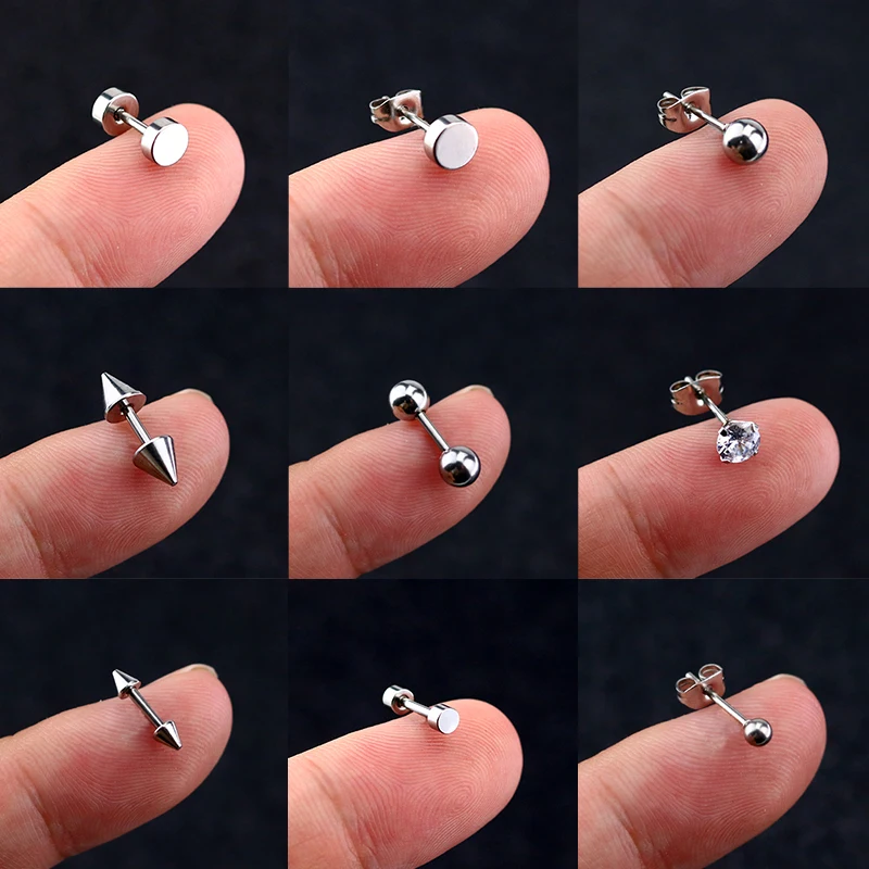 1PCS Gem Stainless Steel Earring Stud Cartilage Tragus Bar Helix Upper Ear Ear Stud Charm Eardrop Women Fashion Jewelry