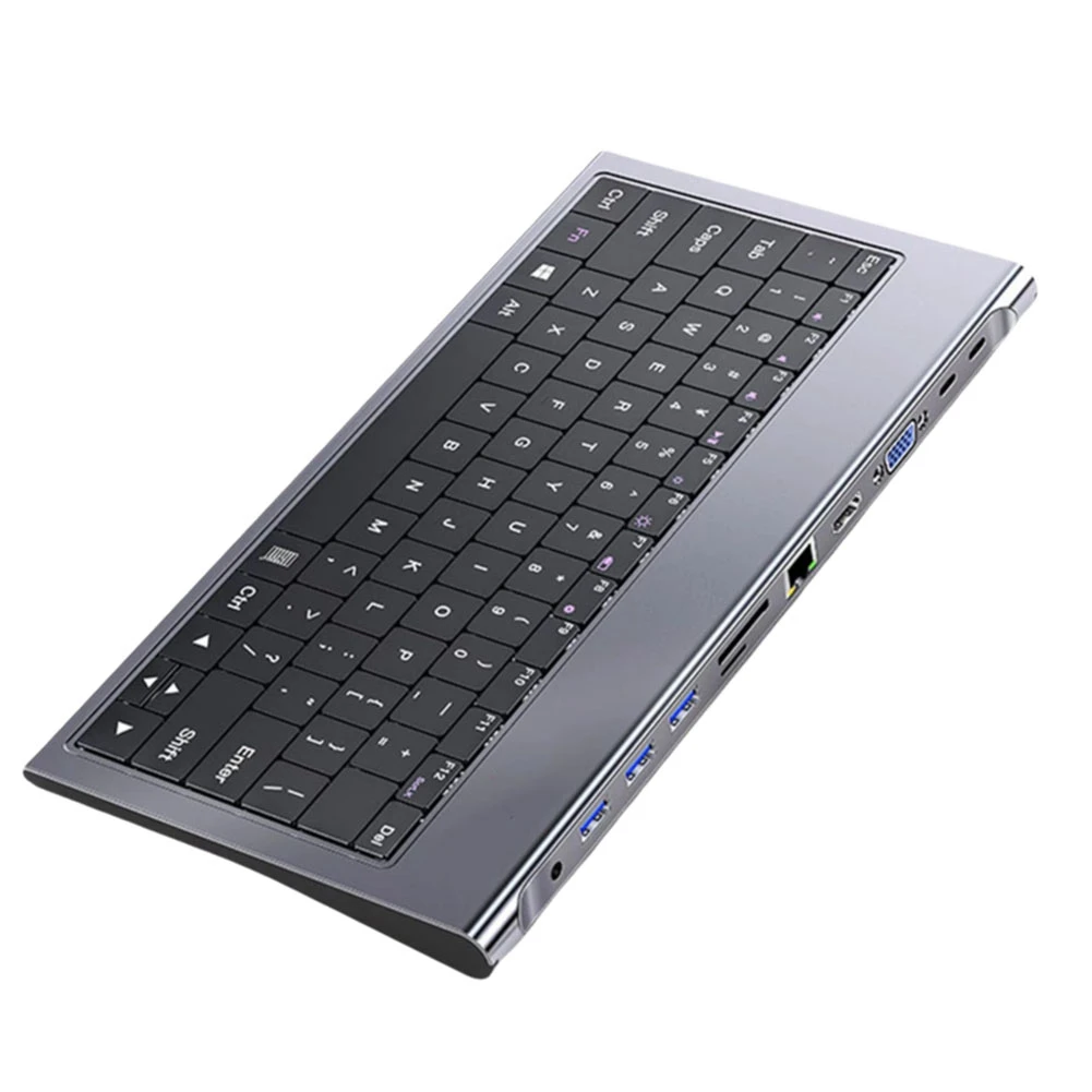 محطة إرساء USB C للوحة المفاتيح 11 في 1 مع 100 وات PD، 4K، VGA، إيثرنت، قارئ بطاقات، USB 3.0، Aux USB C HUB لأجهزة الكمبيوتر المحمول