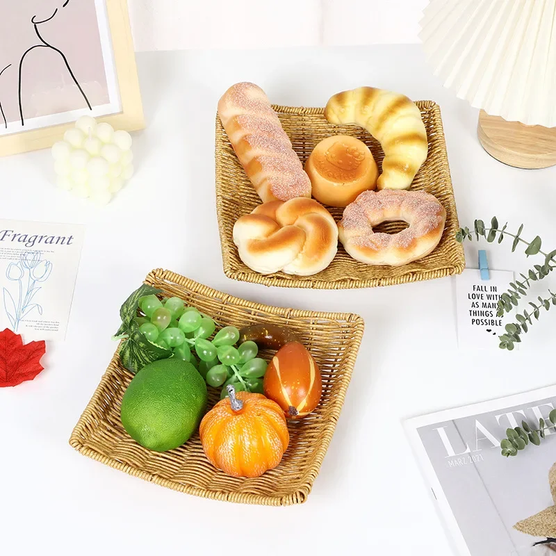 Imitation Vine Weaving Basket Snack Basket Dried Fruit Candy Vegetable Plastic