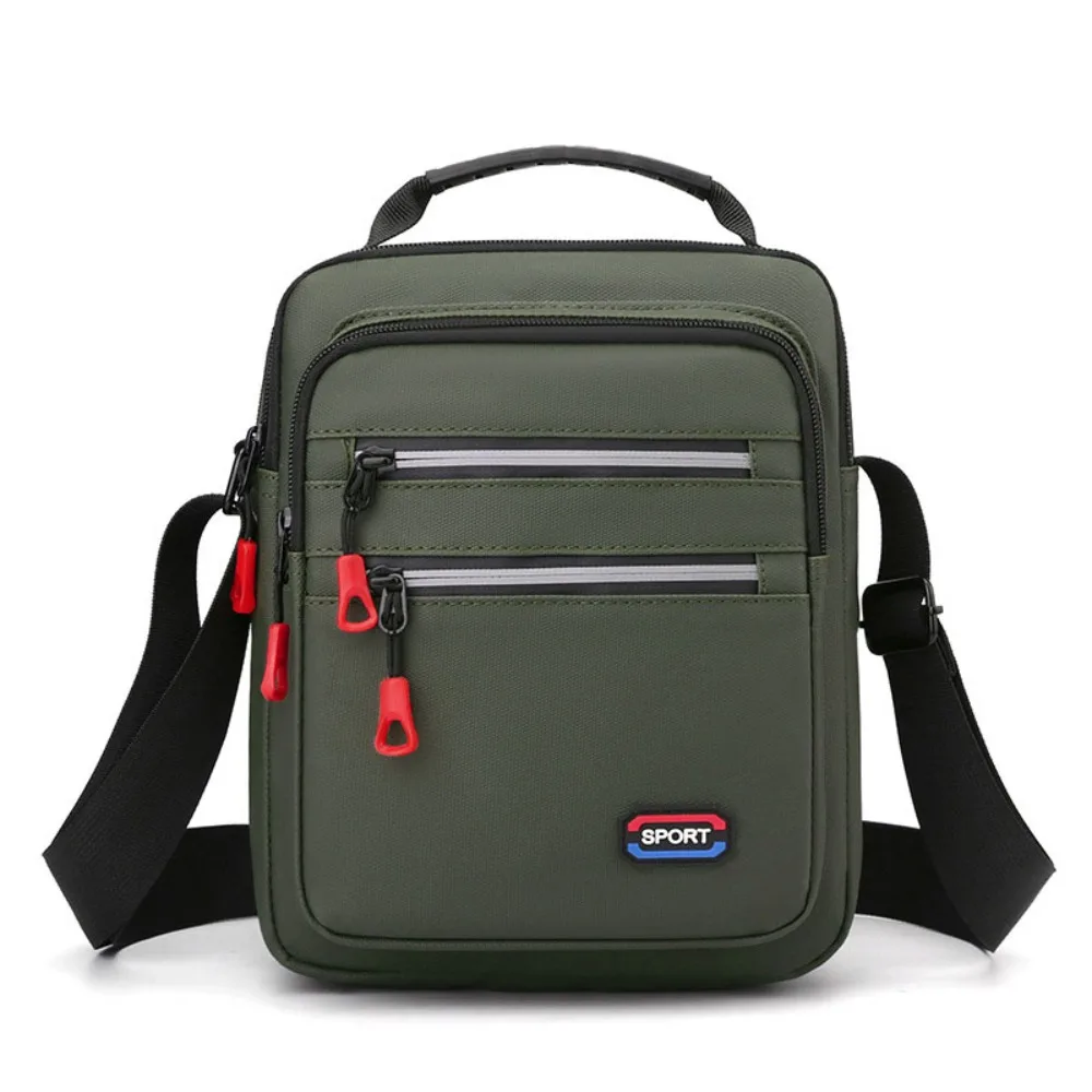 

Square Men Crossbody Bag Solid Color Multi-layer Nylon Shoulder Bag Multifunctional Single Shoulder Business Messenger Bag