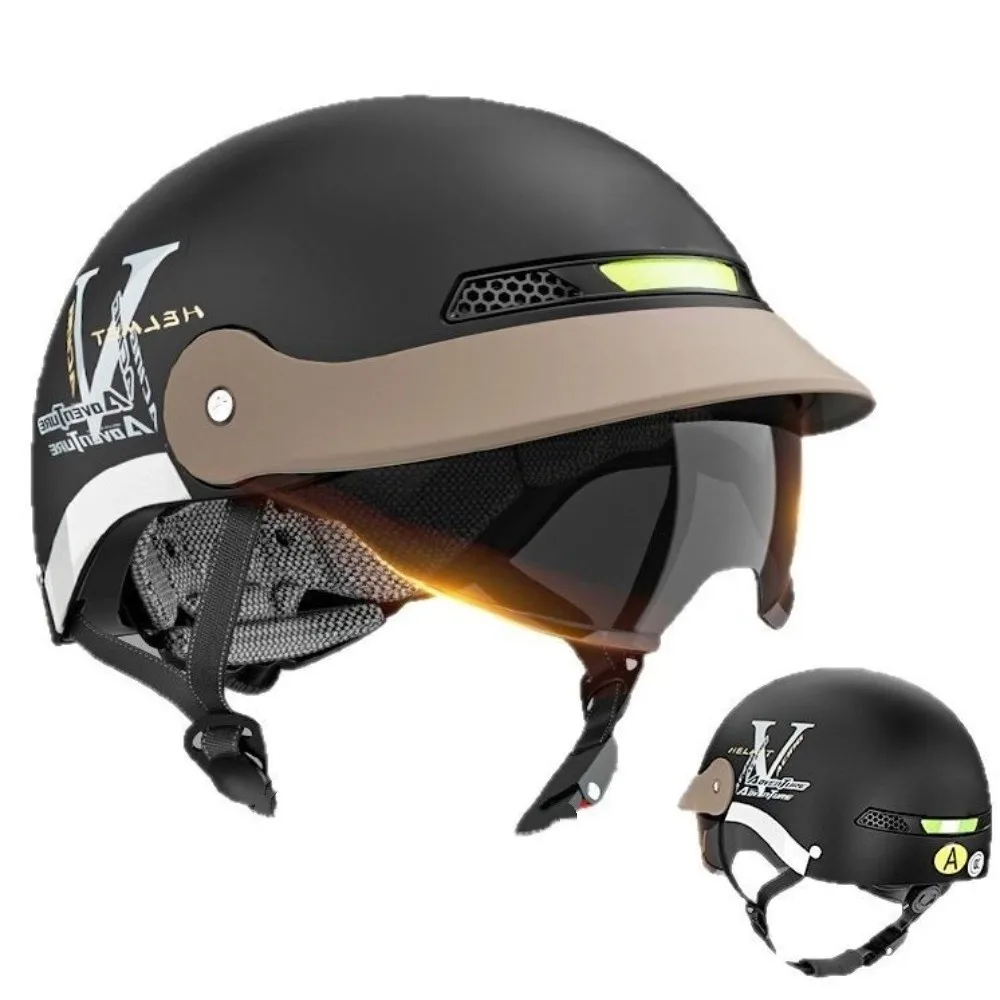 

Half-face Helmet Motorcycle Helmet HD Tea-colored Lens Breathable Motorcycle Equipment Lightweight 3C Certification