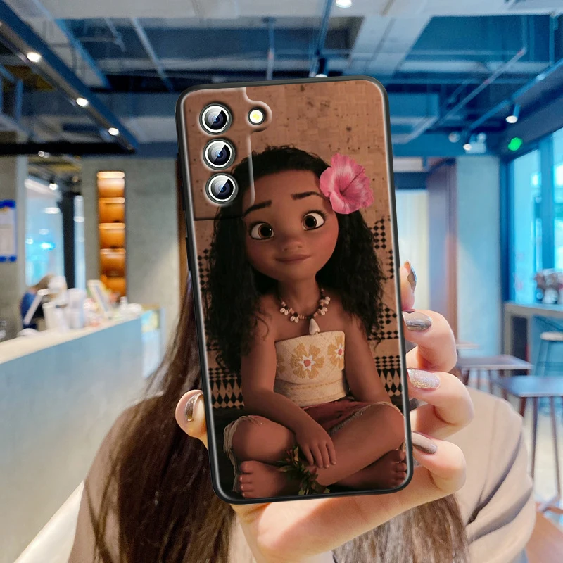 Disney Moana Ocean Film per Samsung Galaxy S24 S23 S22 S21 S20 FE S10 S10E Plus Ultra Pro Lite 5G custodia nera per telefono