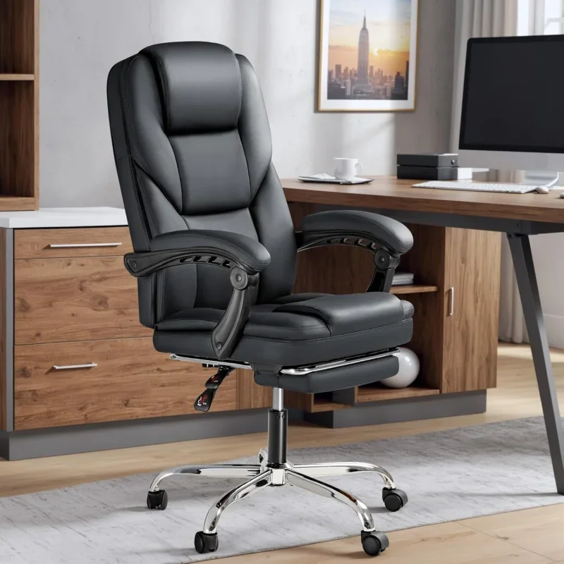 Executive Office Chair  Foot Rest Big and Tall Office Chair Ergonomic Home Office Desk Chairs Reclining High Back Chair