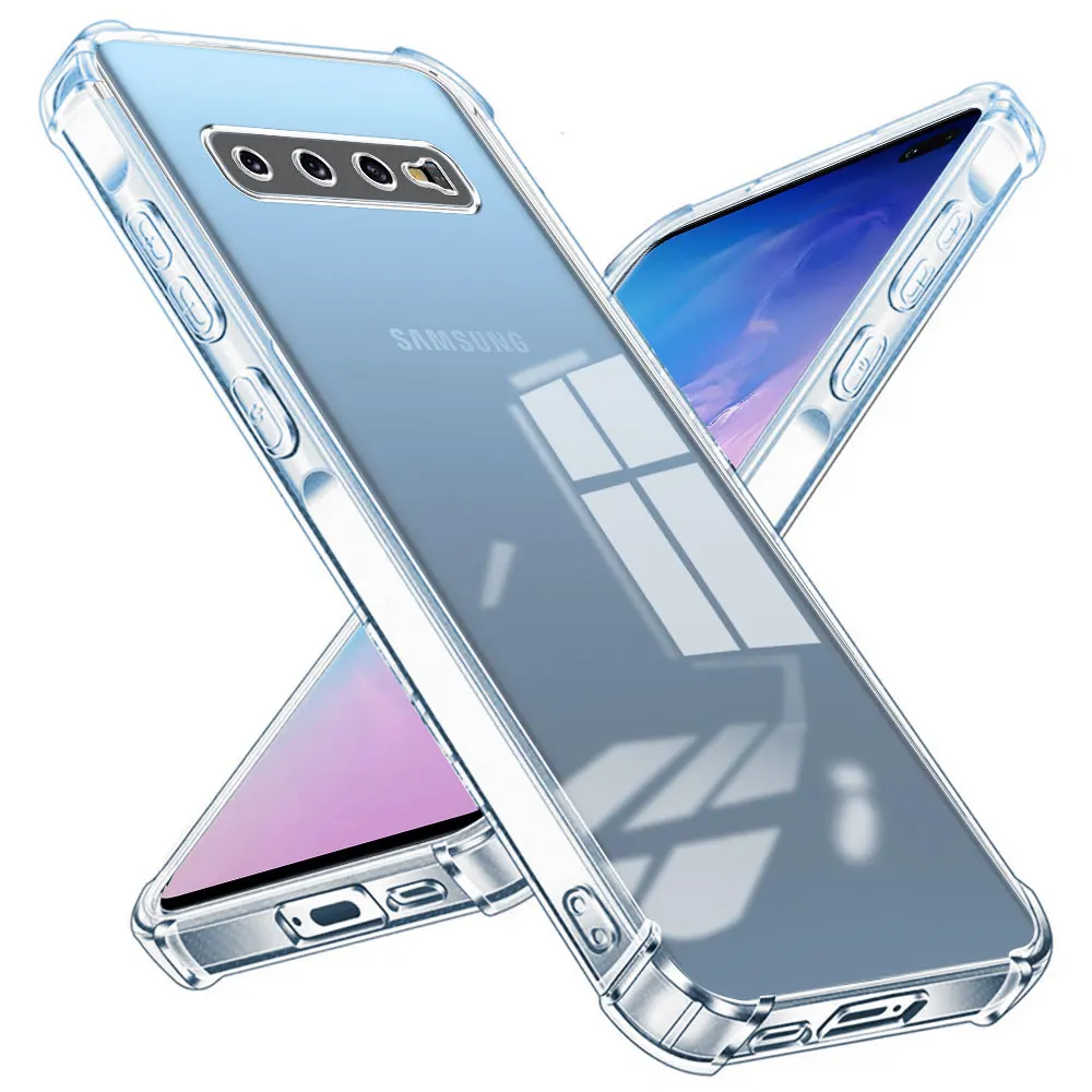 삼성 S10 Plus s10 용 전화 케이스 삼성 갤럭시 S10 용 5G 충격 방지 케이스 투명 소프트 실리콘 뒷면 커버 Funda 보호