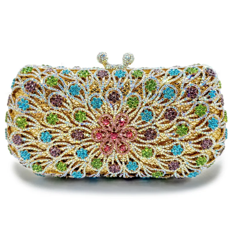 Full Diamond Pattern Flower Color Matching Dinner Bag Party Wedding Handbag Shoulder New Diamond Bag