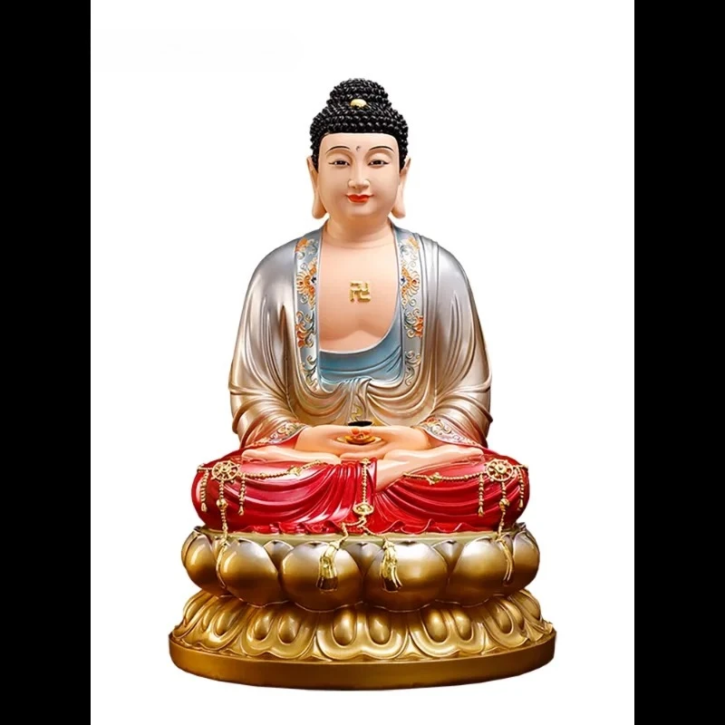 1PCS 12 inch resin copper colored Buddha statue Amitabha Buddha Three Treasures Buddha figurine