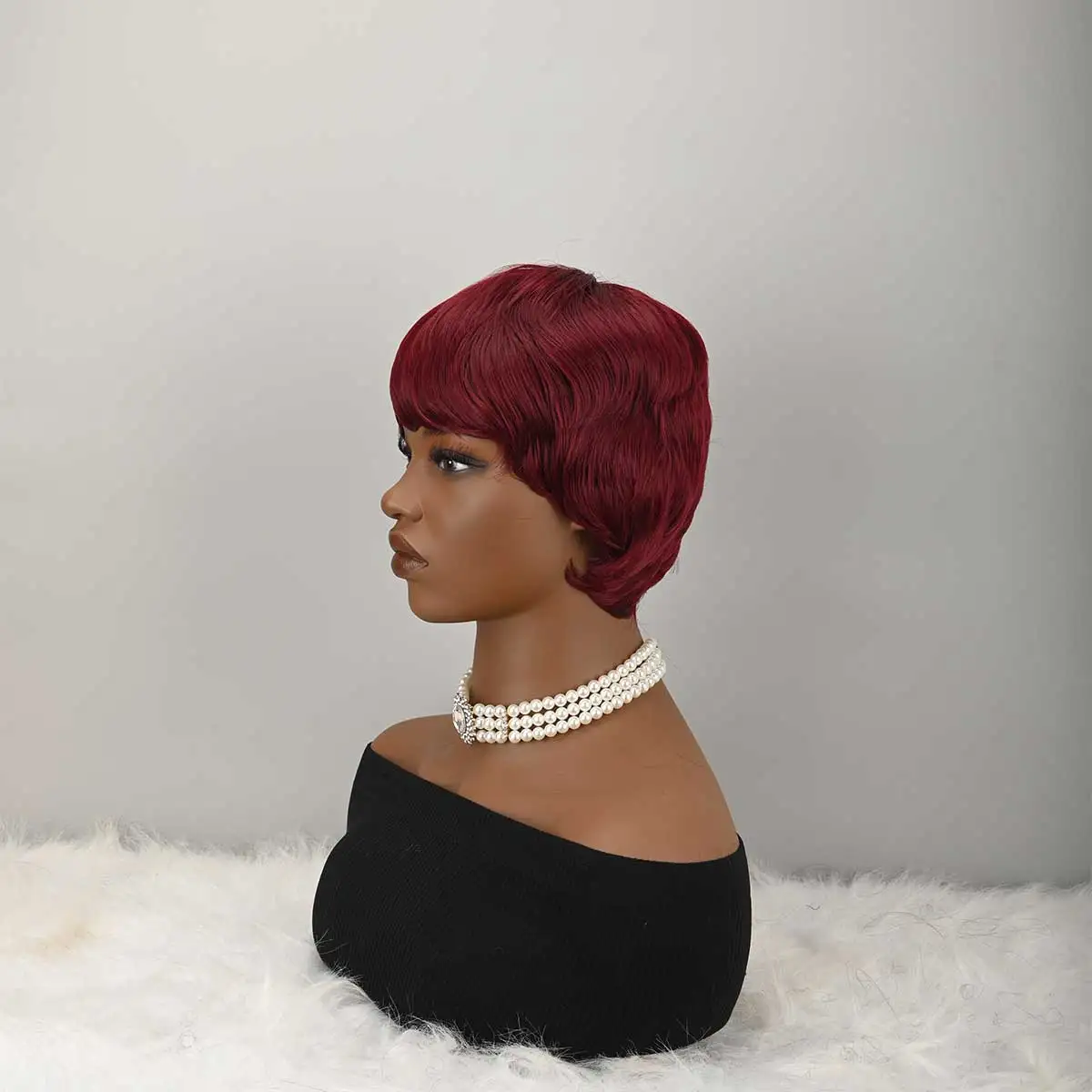 

Short Bob Wig for Black Brown and White and Red Pixie Cut wigs Glueless Wig None Front Wig with Bangs Natural Black Straight Full Machine Made Short Layered for daily use