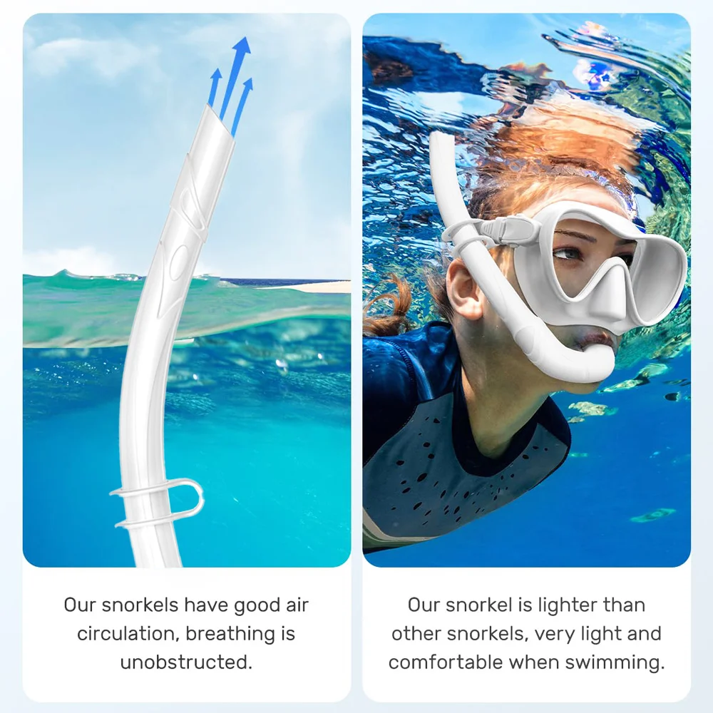 Silikon-Schnorchel, weich, flexibel, faltbar, leicht zu atmen, Anti-Tropf, für Erwachsene, Tauchen, Freitauchen, Schwimmtraining, leicht zu transportieren für Reisen – Detail 6