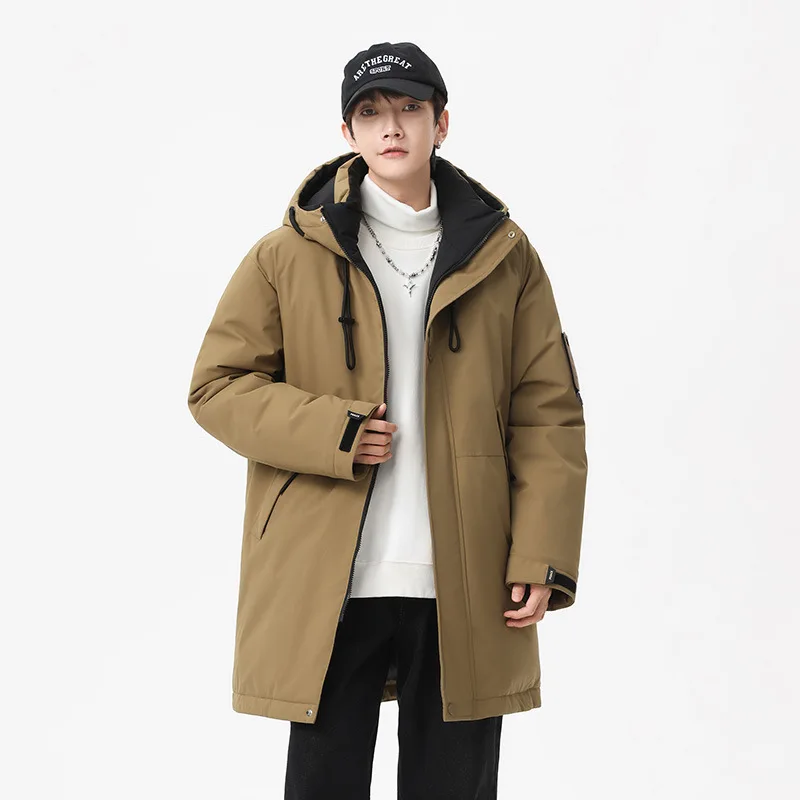 Winter New Style Cotton Coat for Men 2025 Snap-Closed Hooded Jacket Neutral Style Mid-Length Workwear Cotton Coat for Men