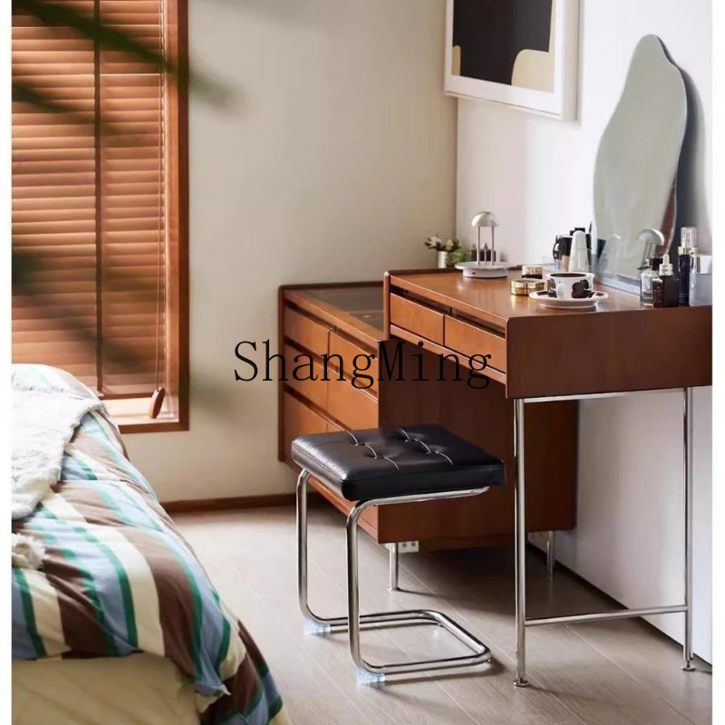 

ZYY medieval solid wood dresser, chest cabinet integrated makeup table, retro home retractable bedside storage cabinet