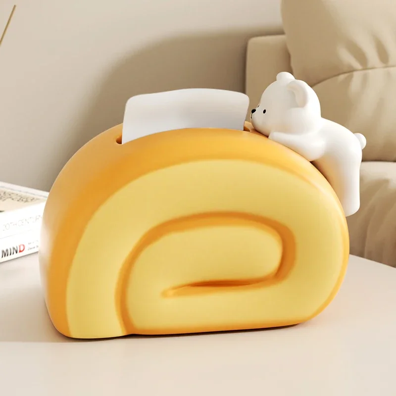 

Cream tissue box, tabletop ornament, room renovation, small items, home furnishings, high-end decorations