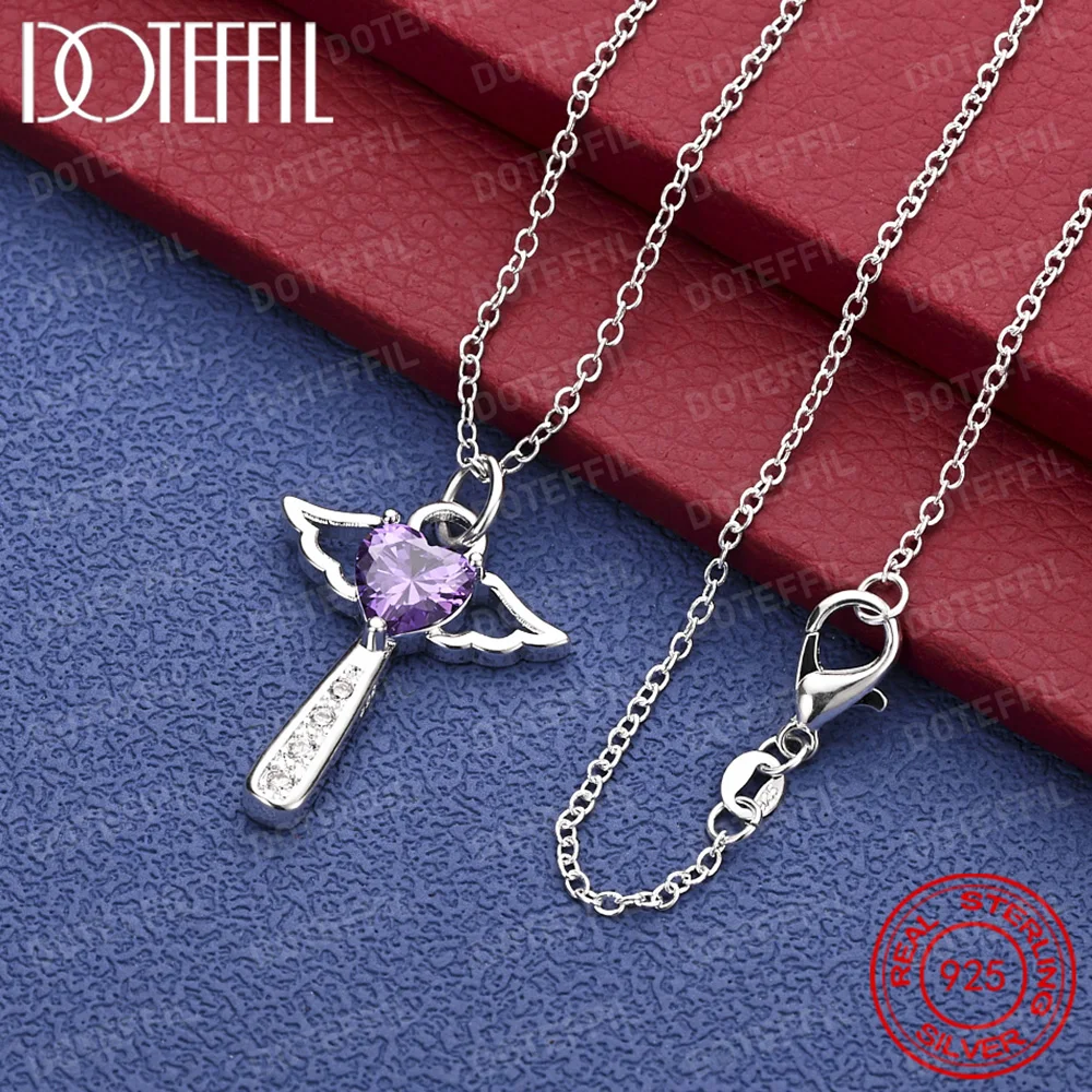 

Изысканное ожерелье из стерлингового серебра 925 пробы с сердечками и крыльями, циркониевое ожерелье, женские свадебные украшения для помолвки