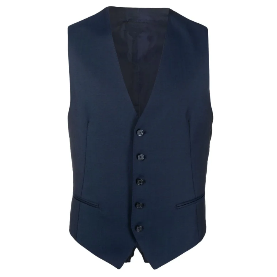 Men's Business Casual Suit Vest Elegant Gentleman Style V-Neck Sleeveless Solid Color Adjustable Belt